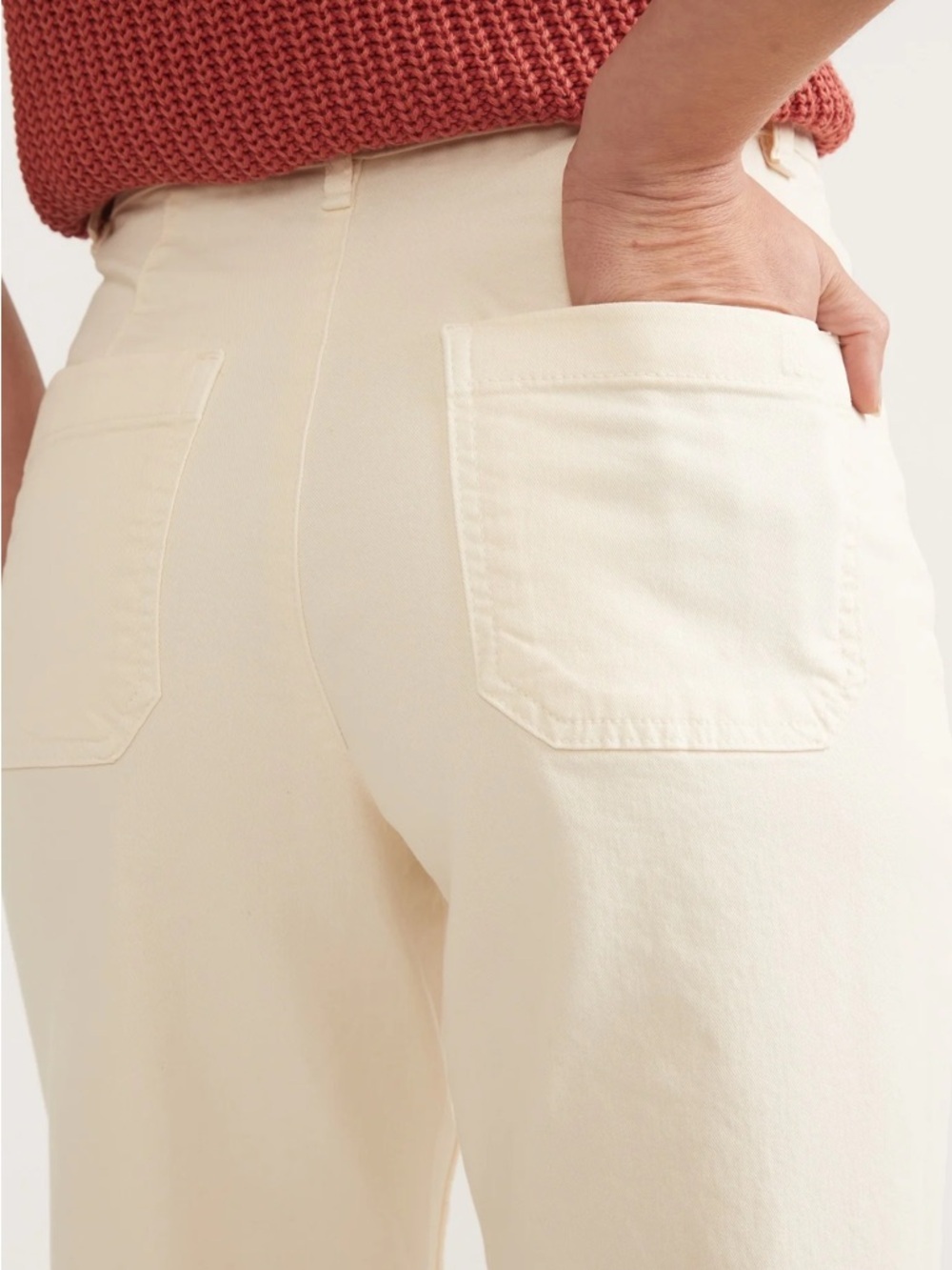 Marine Layer Wide Leg Pant Cream Pants with Raw Hem Detail - Picture 4 of 6